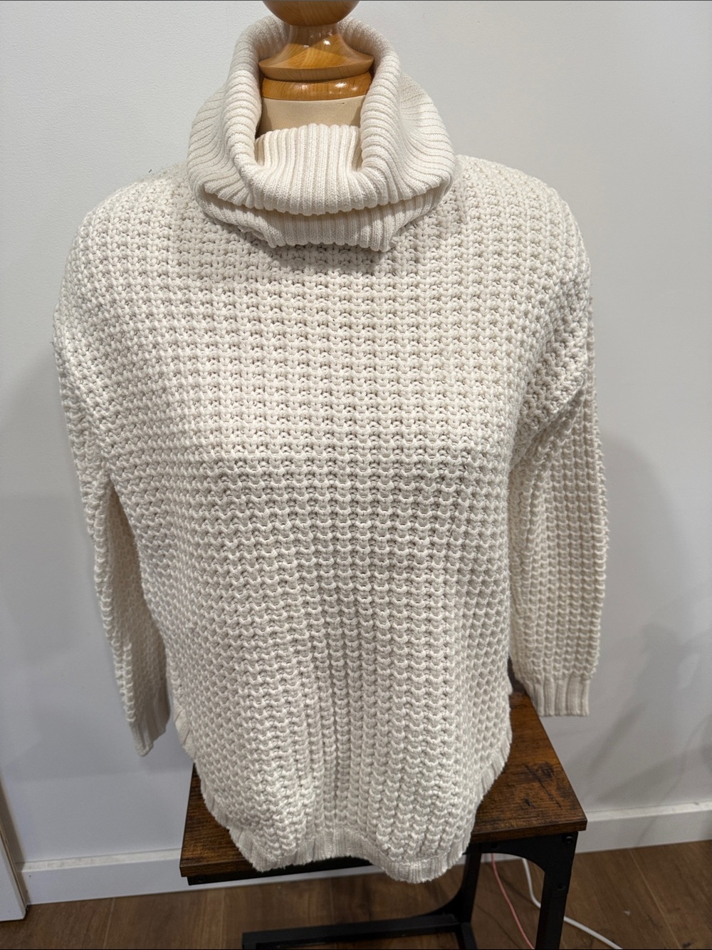RVCA Cream Chunky Turtleneck Sweater oversized